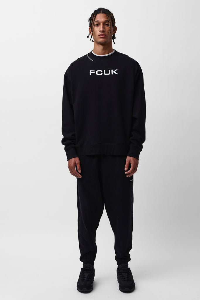 FCUK mustat Unisex joggersit / Black