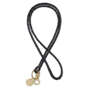 Depeche nahkainen punottu avainnauha kullanvärisellä yksityiskohdalla