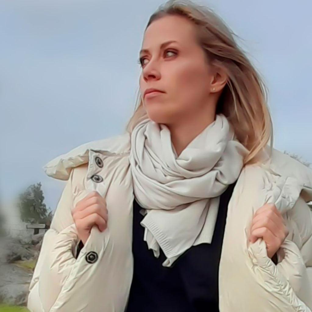 Bitte Kai Rand vaalean beigen värinen merinovilla kaulahuivi / new wool scarf Bitte Kai Rand