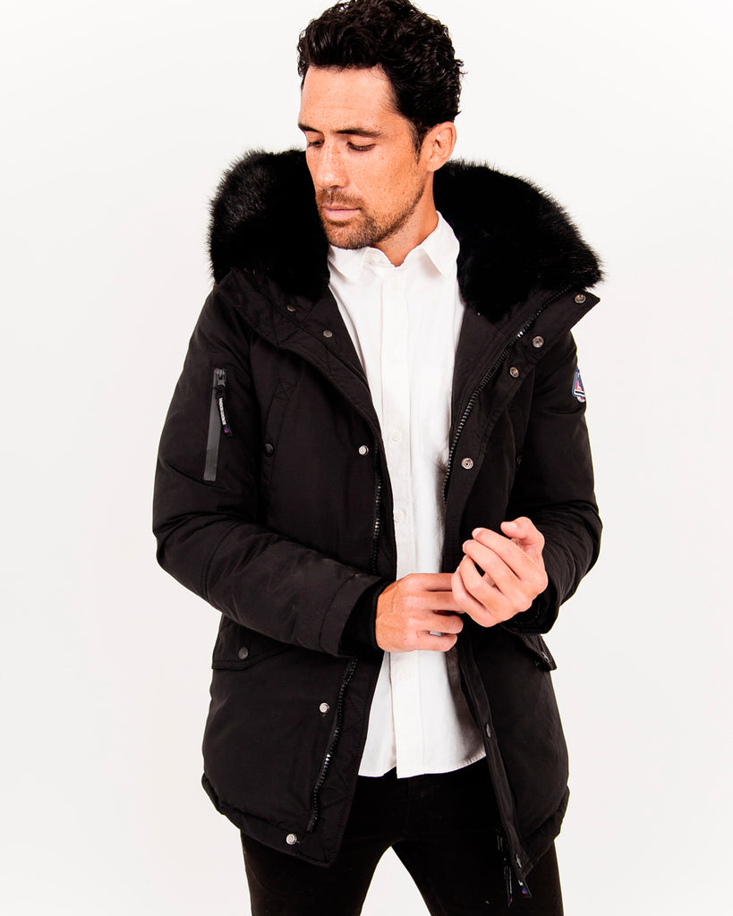 Maison Courch Mid long Parka Centauree with heating / Black