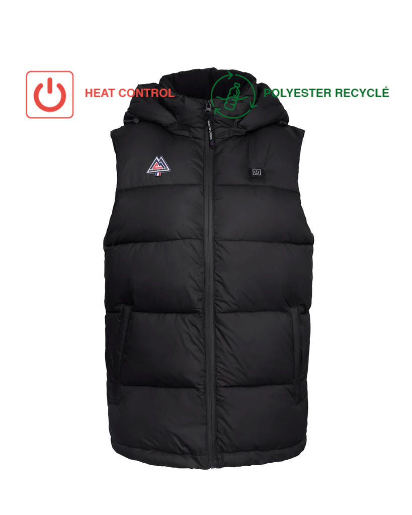 Maison Courch lämmitettävä Alise toppaliivi Unisex mitoituksella, Heating outerwear Sleeveless puffer with hood, black