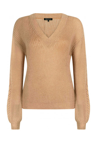 Tramontana vaalean beige neulepusero, Jumper Mohair Sleeve Detail Light Camel