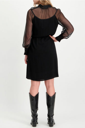 Tramontana musta sifonki mekko, Dress Bow Chiffon Viscose Mix