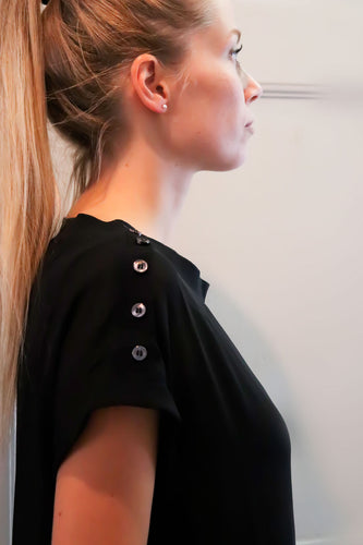 Tramontana musta sifonki toppi, Top Chiffon Buttons