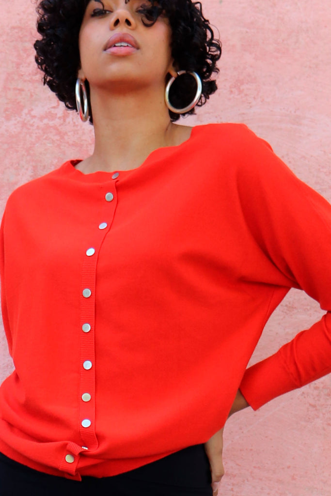 Tramontana neulepusero, Jumper Basic Buttons Back, Red